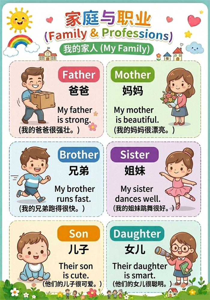 【5页高彩版】低年级丢分重灾区:家庭职业单词.pdf