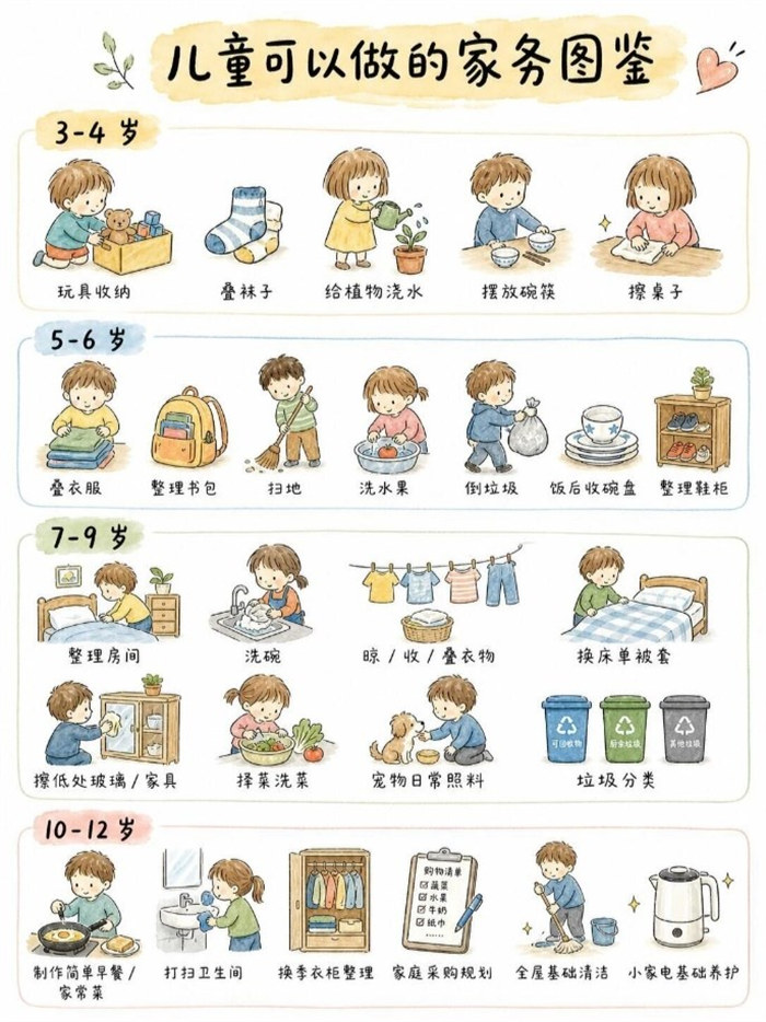 【5页高彩版】适合全年龄段的儿童家务计划表.pdf