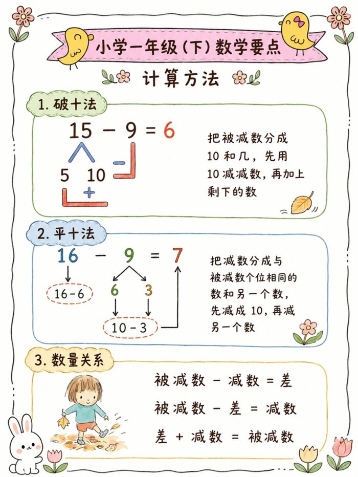 【8页高彩版】小学数学一年级下学期归纳整理!.pdf