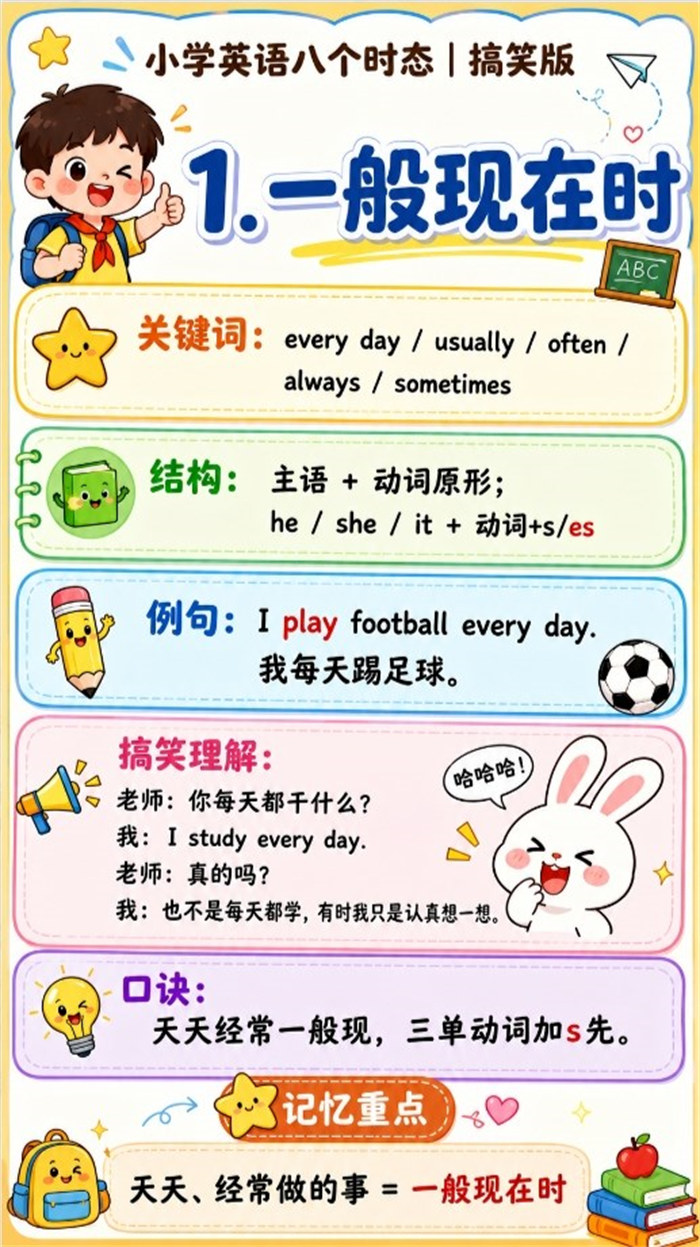 【8页高彩版】小学英语八个时态八个时态总口诀.pdf