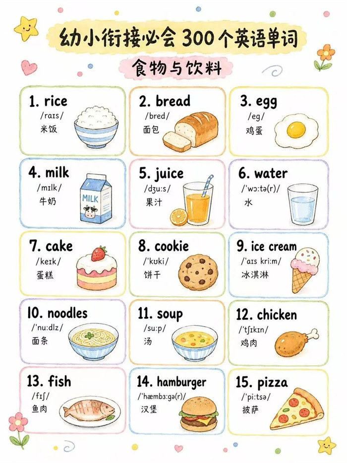 【13页高彩版】300个幼小衔接必会的英语单词大全.pdf