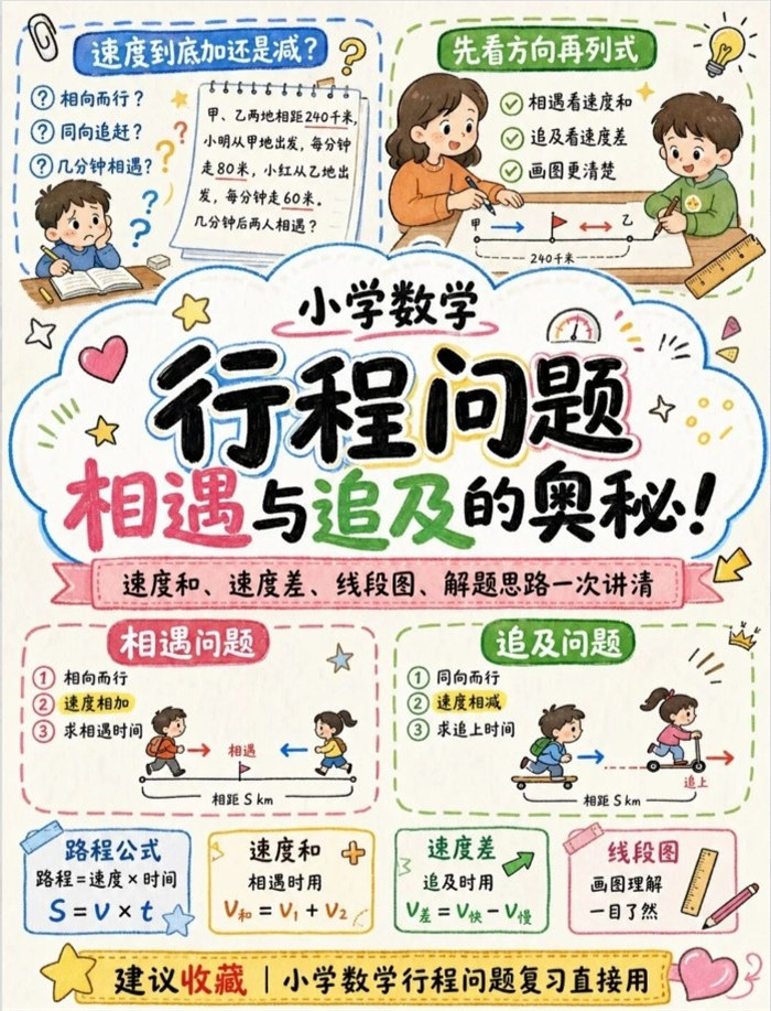 【4页完整版】26秋小学数学行程问题 相遇追及一次讲清!.pdf