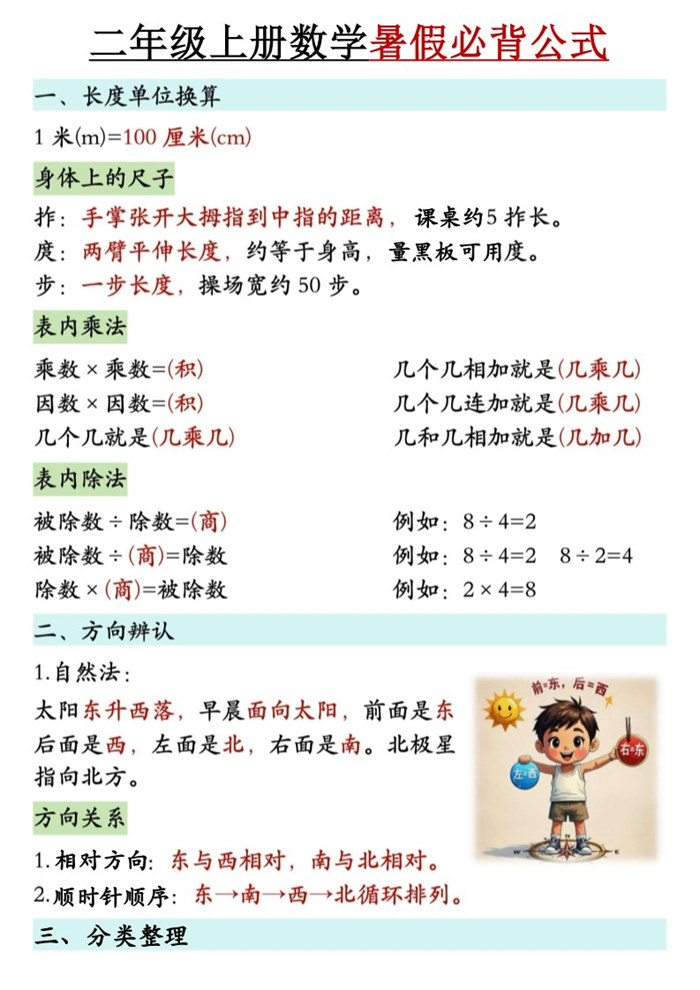 【8页完整版】26秋二(上)数学暑假必背公式《人教版》.pdf