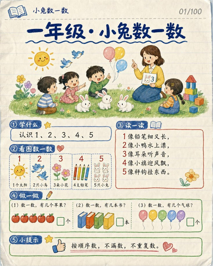 【10页高彩版】26秋一年级数学《第一课》课堂笔记.pdf