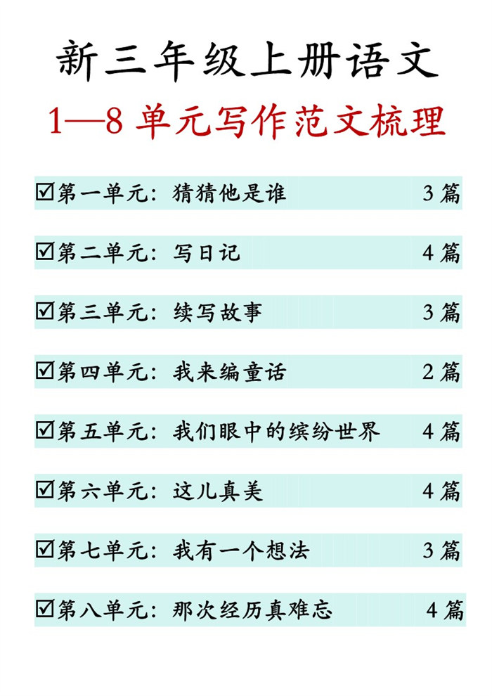 【28页完整版】26秋新三上语文1-8单元同步作文范文.pdf